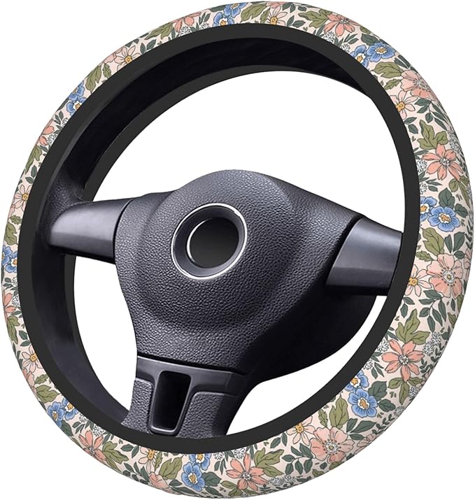 Steering Wheel Cover Universal Fit Car Interior Accessories for Women Men 15 Inch Breathable Anti Slip Odorless Neoprene Stee