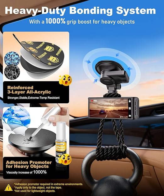 Extreme Env. Double Sided Sticky Pads for Dash Cam Mount - Outdoor Heavy Duty Strong Mounting Tape Waterproof Heat Resistant, 36Pcs 1’’ & 2’’ Adhesive Tape for Car Phone Holders