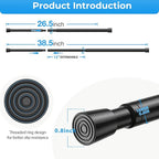 6PCS Small Tension Curtain Rod 27 to 38 Inch,Black Short Curtain Rods No Drilling,Loaded Expandable Spring Curtain Rods for W