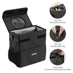 Ryhpez Car Trash Can with Lid - Hanging Trash Bin Garbage Can for Car SUV, Leak-Proof Collapsible Automotive Truck Organizer Road Trip Essentials(3.2 Gallon/12L)