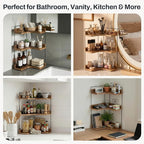 3-Tier Bathroom Counter Organizer, Wooden Corner Shelf for Vanity Countertop Skincare & Makeup, Storage and Organization for 