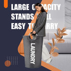 Caroeas 100L Laundry Basket,Large Laundry Hamper, Laundry Bag with Padded Handles, Clothes Hamper Stands Up Well, Collapsible