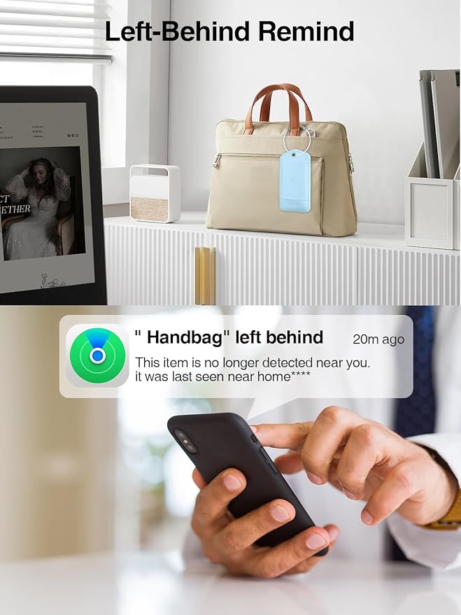 TopMade Smart Luggage Tag with Find My, Premium Leather Luggage Tags for Suitcase, Travel Bags, Backpacks, Anti-Lost Suitcase