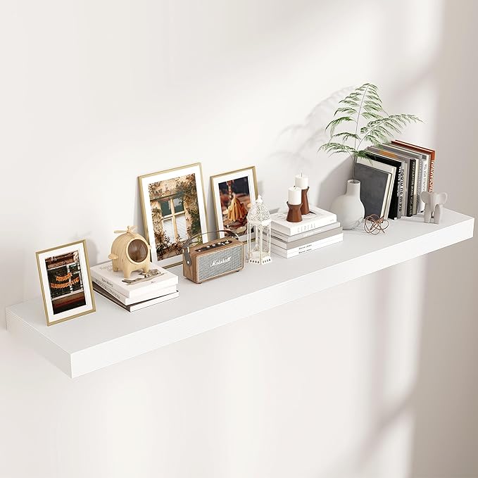 Floating Shelves for Wall, 55 Inch Wide x 12 Inch Deep Floating Shelves, Long Wood Floating Wall Shelf Shelves for Living Roo