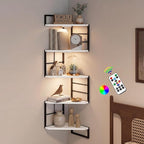 Corner Floating Shelves with Lights - 5 Tiers Corner Shelf Wall Mounted, Bookshelf with LED Light, Floating Shelves for Wall,