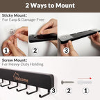 SCUNDA Wooden Key Holder with Metal Hooks,No Drill Adhesive & Screws, Wall Mount Entryway Organizer for Keys, Coats, Hats, Ru