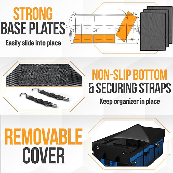 FORTEM Trunk Organizer For SUV Car Organizer and Storage, Multi-Compartment Storage Bag Car Accessories for Women Men, Perfect