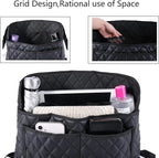 Modern Minimalist Car Seat Storage Bag - Black Faux Leather Caddy - Automotive Seat Back Organizer - 2 Compartments - Rectangular - Durable - Seat-back mounted - 15.35 x 3.94 x 10.63 inches
