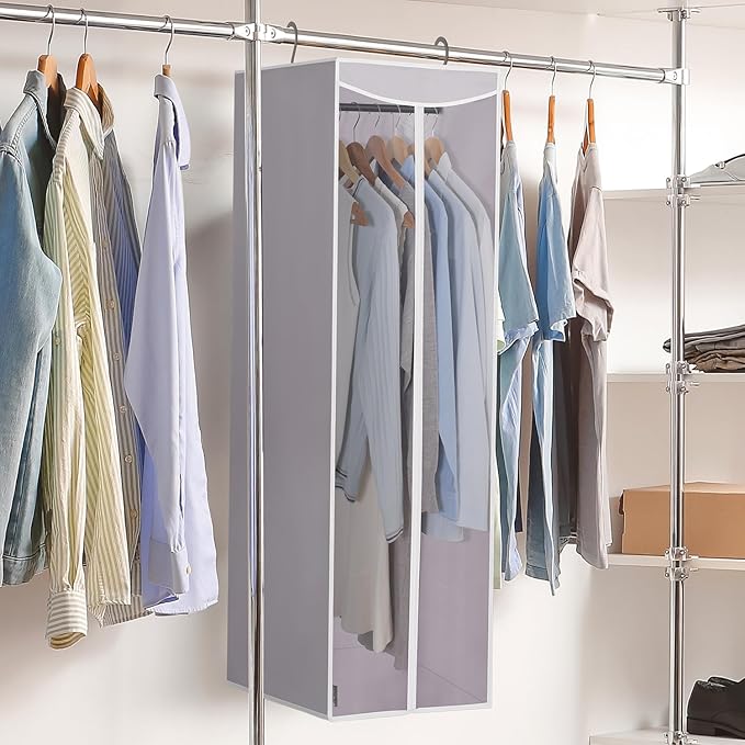 STORAGE MANIAC 2-Pack Hanging Garment Bag Zipper Cover with Sealed Clear Window, Long Garment Cover for Closet Storage Wardro