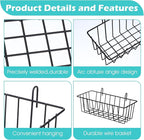 10 PCS Hanging Wire Baskets for Organizing - Hanging Metal Basket Storage with Wall Grid Panel, Rust-Resistant Iron for Kitch