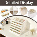Watpot Acrylic Jewelry Box with 6 Drawers, Clear Earring Storage Organizer Display Case for Women Girls, Beige