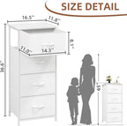 Somdot Dresser for Bedroom with 4 Drawers, Storage Organizer Chest of Drawers with Removable Fabric Bins for Closet Bedside L