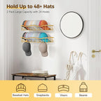 Nicetree Hat Racks for Baseball Caps Wall - Metal Hat Organizer for 48 Baseball Caps Holder, 2 Pack Hat Storage Organizer for