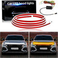 JMTBNO 94" Car LED Hood Light Strip,Dual Color Dynamic Scan Start Up Hood light Exterior,Daytime Running Lights White&Amber Switchback Sequential Turn Signal Lights