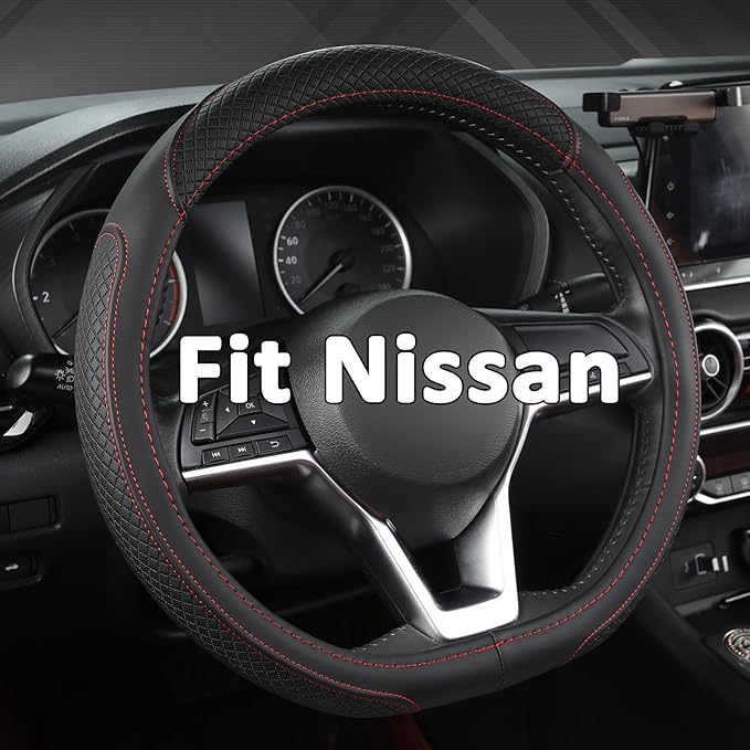 West Llama Customized Auto Car Steering Wheel Cover for Nissan,D Shaped Steering Wheel Cover for Rogue,Altima,Kicks (D-Shaped