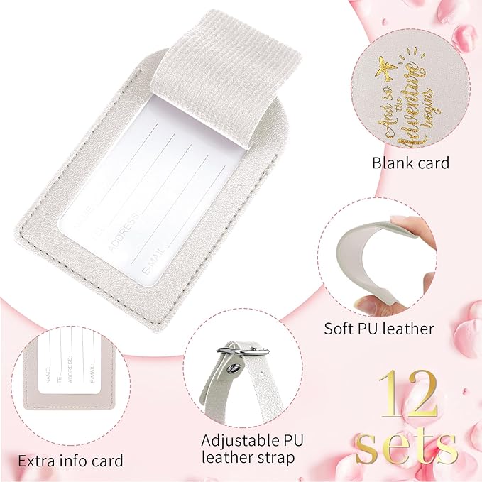 Amylove Bulk Luggage Tags Wedding Favors Adventure Begins Luggage Tags for Guests Travel Tag for Suitcase Bridal Gift 24 Pack