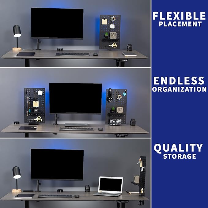 VIVO Steel Clamp-on Desk Pegboard, 12 x 20 inch Privacy Panel, Magnetic Peg Board, Office Accessory Organizer, Above or Under