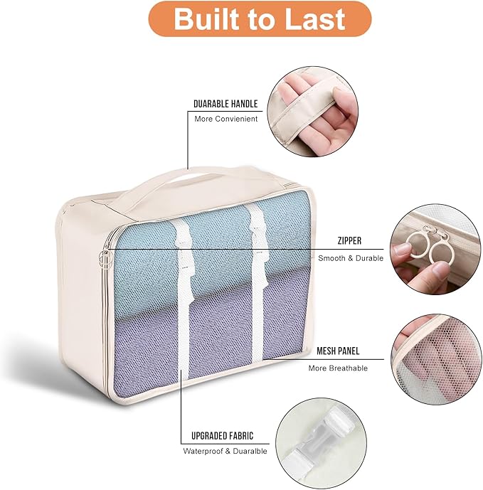 Packing Cubes for Travel - 8 Set Luggage Organizer Bags for Family, Mesh Breathable Travel Packing Cubes for Suitcases Durabl