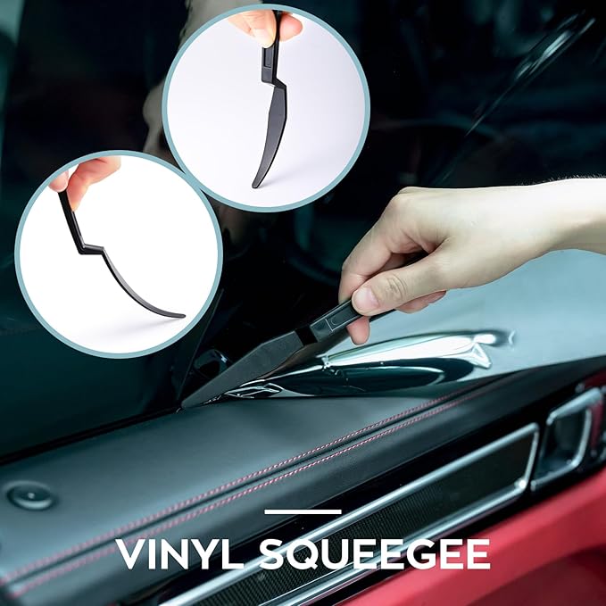 FOSHIO Bulldozer Squeegee Window Tint Kit, Car Squeegee for Windshields, Back Window, Felt Squeegee & 2 Felt Tape, Utility Knife & 10PCS Blades, 2 Micro Squeegee & Corner Squeegee Vinyl Wrap Tools