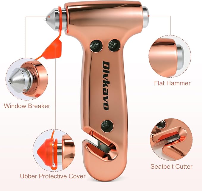 Car Safety Hammer, 3 in 1 Emergency Escape Tool with Window Breaker and Seat Belt Cutter, Window Glass Hammer for Car, Office