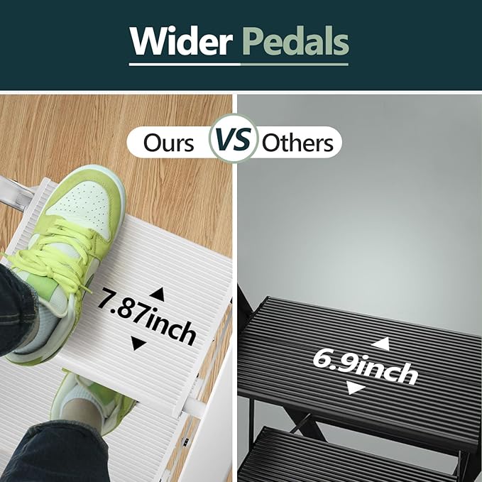 WOA WOA 4 Step Ladder for 10 Feet High Ceiling, Lightweight Foldable Ladder with Non-Slip Wide Pedals, Step Stool with Safe H