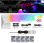 Dreamcolor Acrylic Interior Car LED Strip Light with Wireless APP, Dual Zone RGB 10 in 1 with 175 inches 593 Neon Car Ambient Lighting Kits, Music Sync LEDs Fiber Optic Strip Neon Lights for Car