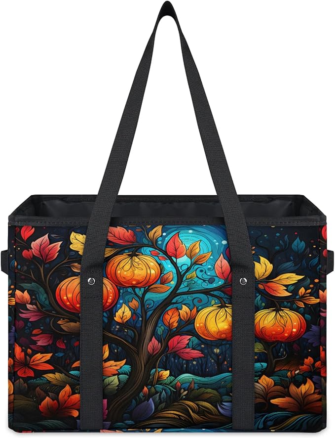 Reusable Grocery Bags Heavy Duty Shopping Bags Foldable Large Tote Bags with Long Handles & Hard Bottom