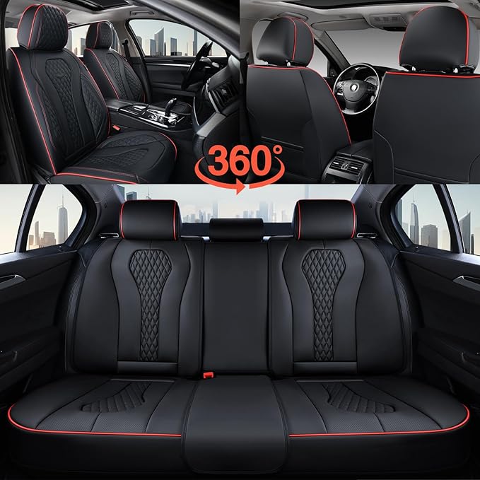 Coverado Car Seat Covers Full Set, Black Seat Covers, Waterproof Car Seat Cover, Car Seat Cushion, Car Seat Covers Front Seat