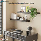 Floating Shelves Board for Wall with Brackets – 36" L x 10" W x 2" T Rich Walnut Melamine Wood Floating Shelves for Bathroom,