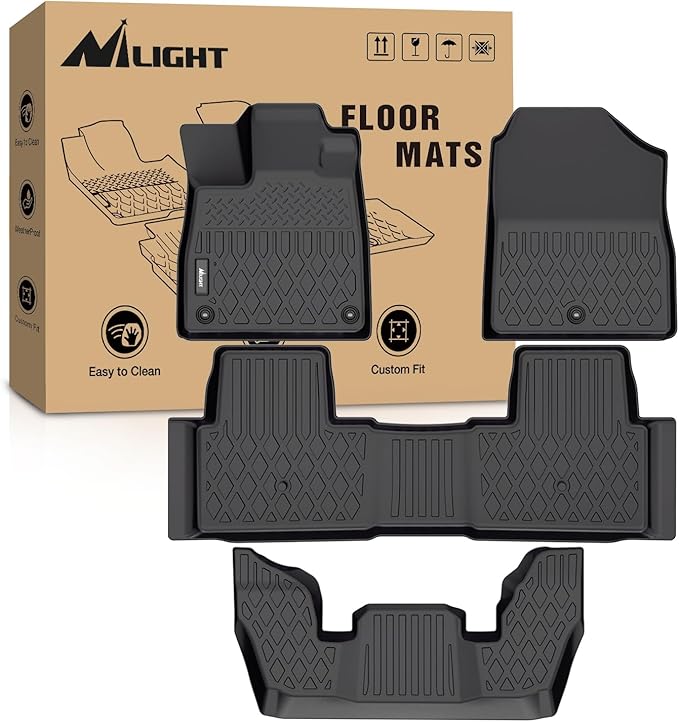 Nilight TPE Floor Mats for Honda Pilot 2023 2024 2025 2026,All Weather Custom Fit Heavy Duty Floor Liners