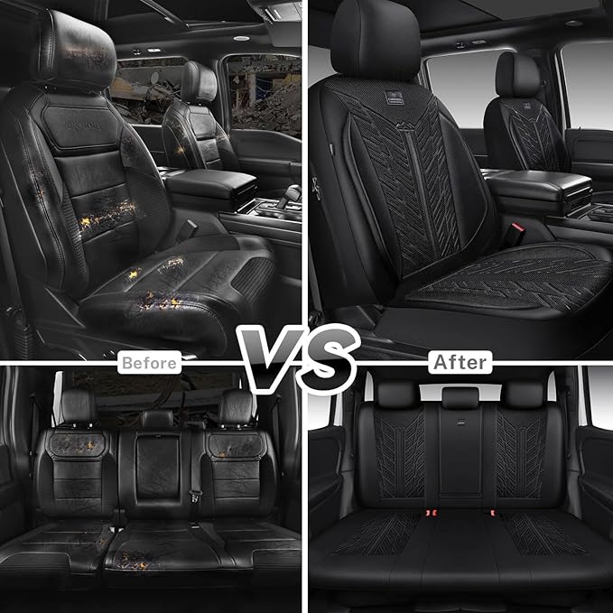 CAR PASS Leather Oxford Car Seat Covers Full Set,Heavy Duty Car Seat Covers Waterproof,Universal Fit for Trucks SUV Sedan Mos
