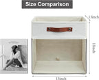 Bagnizer Storage Cubes, 4 Pack Linen Foldable Storage Bins (13 x 13 inch) with Clear Window and 2 Handles, Closet Organizers 