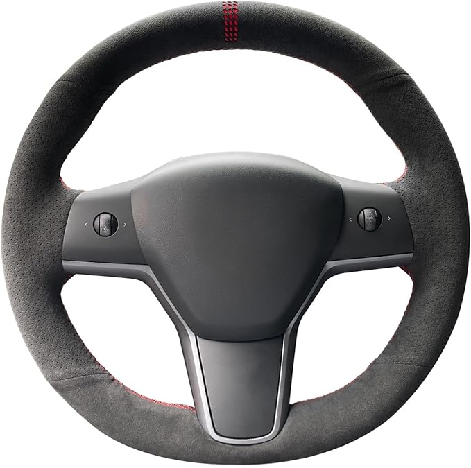 MEWANT Tesla Hand Stitched Steering Wheel Cover for Model 3/Y Accessories
