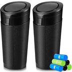 Car Trash Can Bin with Lid - 2 Pack, Leakproof Garbage Can for Vehicle, Mini Trash Bin with 180 Attached Trash Bags, Easy to Clean Cup Holder Trash Can for Car, Home, Office