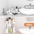 Sezanrpt 2 Tier Countertop Corner Organizer Shelf 7x7x8 Inch, White Acrylic Bathroom Vanity Storage Organizer Corner Shelf fo