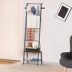 Blanket Ladder with Shelf - Blanket Rack Freestanding, Standing Towel Rack for Bathroom Living Room Bedroom, Blanket Holder w