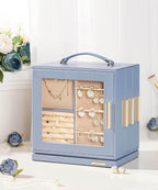 Homde Jewelry Box 360° Rotating, Necklace Earring Organizer with Transparent Window, Mirror, 7 Drawers, Large Ring Display St