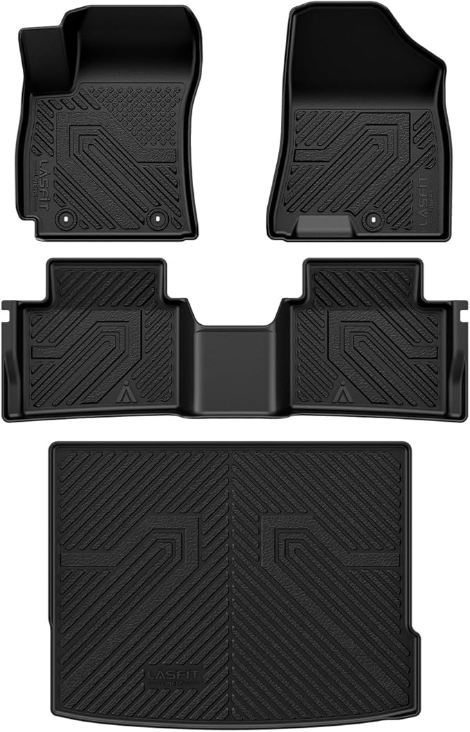 LASFIT Floor Mats & Cargo Mat Fits for Hyundai Kona 2026 2025 2024 N Line/SE/SEL/Limited (Not for EV), All Weather TPE Custom Fit Kona Car Mats & Trunk Liner,Full Set Car Accessories, Black