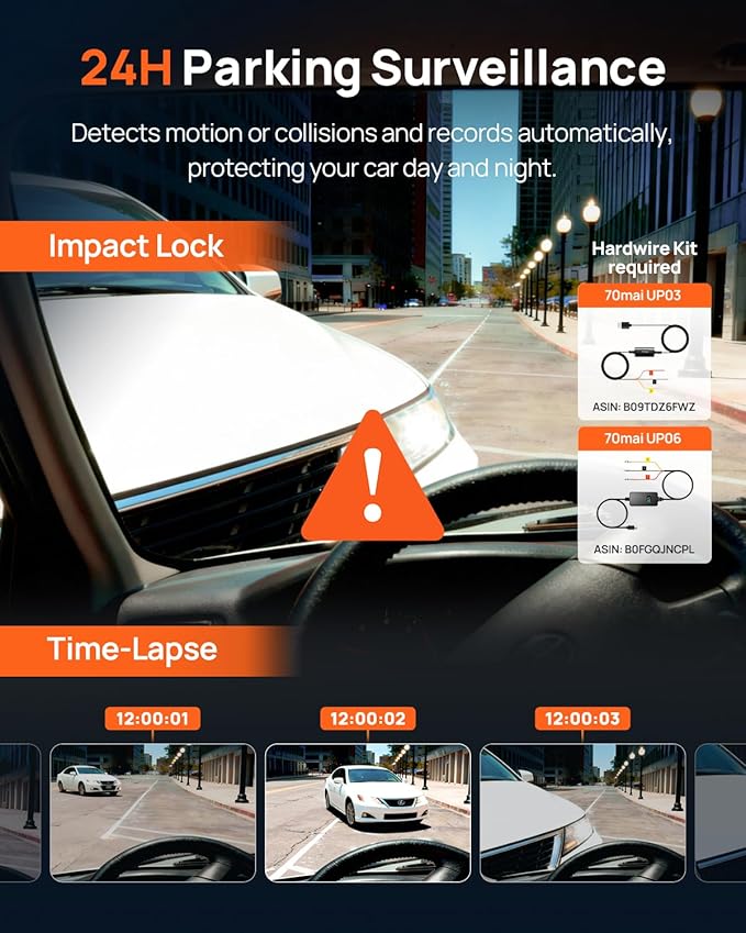 70mai 4K Dash Cam Front and Interior, 4K HDR Dash Camera with F1.55 Aperture, Wi-Fi 6, 24H Parking Surveillance, GPS, Loop Re