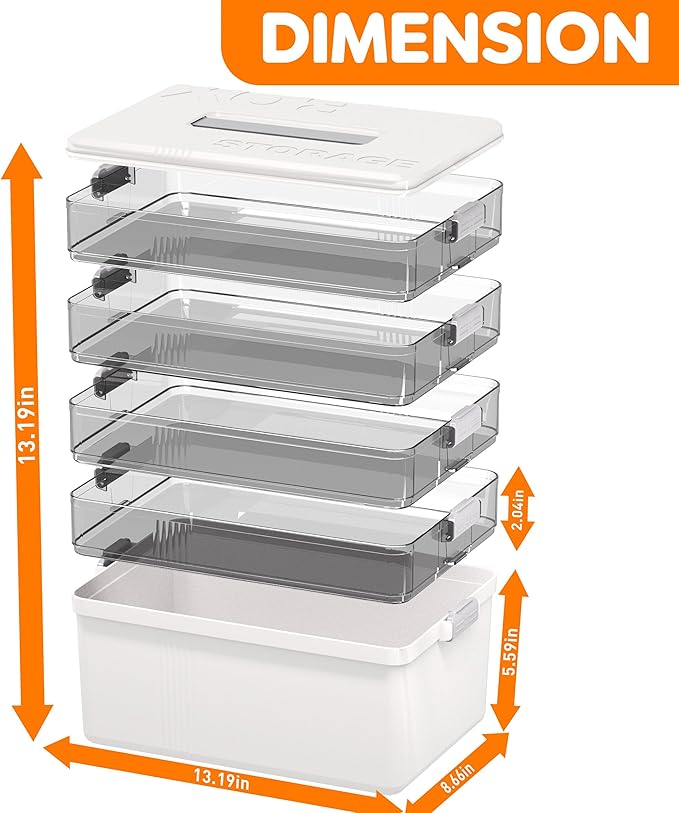 Citylife 5-Tier Medicine Organizer, Portable Medicine Cabinet First Aid Kit with Handle, Multi-Purpose Organizer for Family F