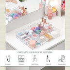 STORi SimpleSort 6-Piece Stackable Clear Drawer Organizer Set | 6" x 3" x 2" Rectangle Trays | Small Makeup Vanity Storage Bi