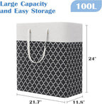 BlissTotes 3-Pack Laundry Basket, Freestanding＆Waterproof Laundry Hamper, Collapsible Tall Clothes Hamper with Easy Carry Han