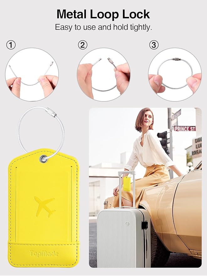 TopMade Smart Luggage Tag with Find My, Premium Leather Luggage Tags for Suitcase, Travel Bags, Backpacks, Anti-Lost Suitcase