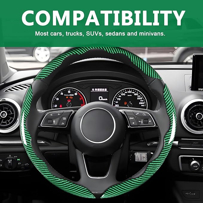 3pcs Universal Carbon Fiber Steering Wheel Cover - Anti-Slip & Segmented Design, Universal 99% Durable Steering Wheel Protect
