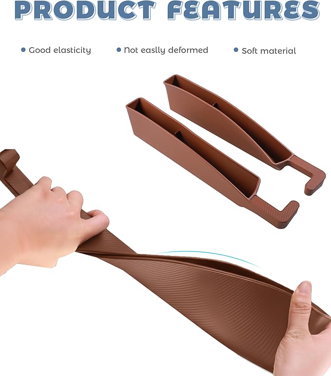 2PCS Car Seat Gap Filler,Car Accessories Car Organizer,Cars Seat Gap Filler Organizer with 2 Storage Areas,Used for Phone,Wallets,Keys,Eyeglasses,Fit for Most Cars,Trucks,SUVs (Brown)