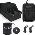 Car Organizer and Storage 5-in-1 Set with Front Seat Organizer, Backseat Organizer, Car Trash Can & 2 Headrest Hooks, Universal Car Storage Accessories for SUV Truck & Sedan Vehicle