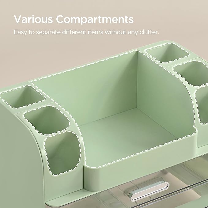 HBlife Makeup Organizer for Vanity with Brush Holder, Large Bathroom Countertop Cosmetic Organizer Skin Care Storage, Easy to