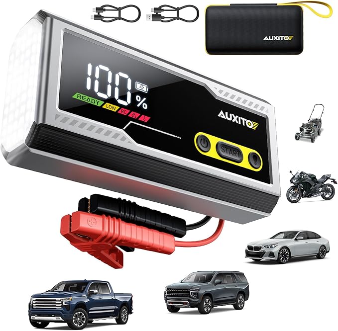 AUXITO 6000A Jump Starter, 12V Car Battery Jump Starter, Up to All Gas & 12L Diesel Engine with LED Display, Portable Jump