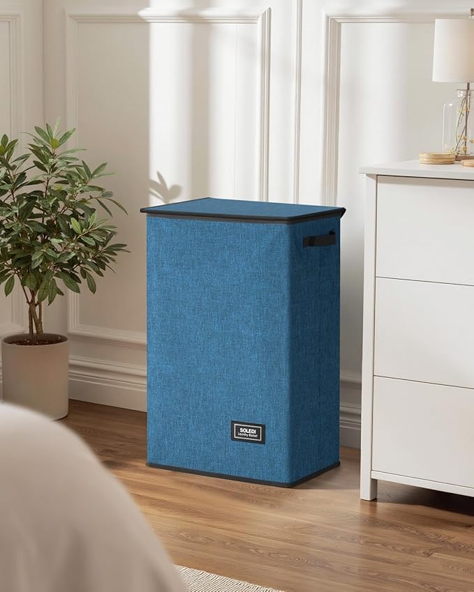 SOLEDI Laundry Hamper with Lid 90L Large & Tall Collapsible Laundry Basket, Clothes Hamper with Bag Removable Easy to Carry, 