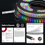 WS2812B RGB LED Strip 16.4ft 5V Individually Addressable 5mm Ultra Thin 2020SMD Dream Color Smart RGB 160LEDs/m 800ICs Flexible Tape Light for Car TV Backlighting (No Power/Controller)
